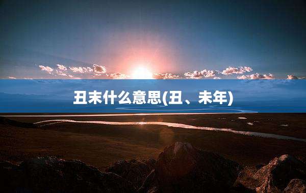 丑末什么意思(丑、未年)