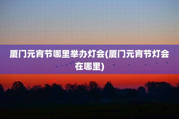 厦门元宵节哪里举办灯会(厦门元宵节灯会在哪里)