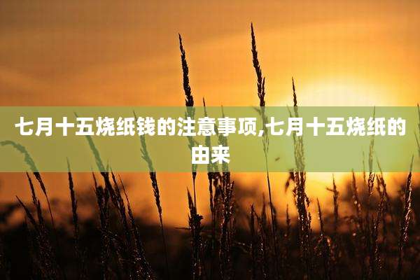 七月十五烧纸钱的注意事项,七月十五烧纸的由来