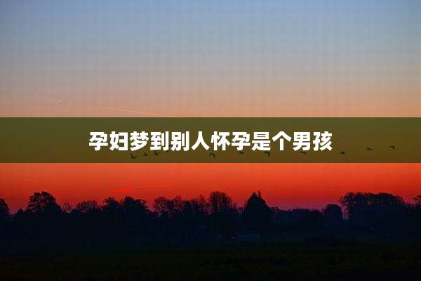孕妇梦到别人怀孕是个男孩