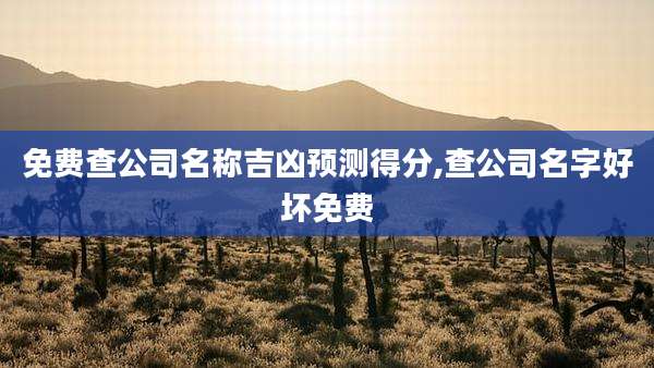 免费查公司名称吉凶预测得分,查公司名字好坏免费
