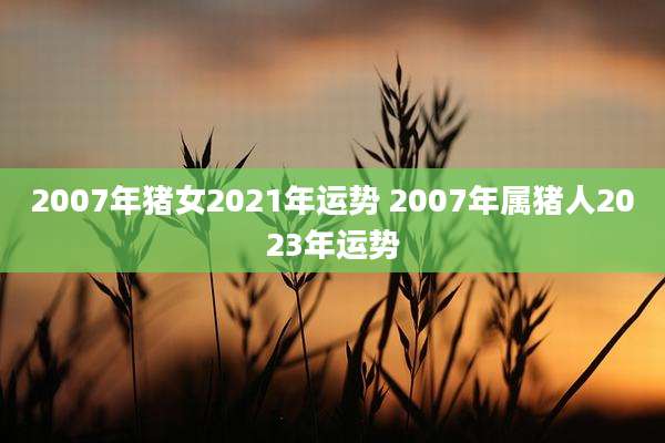 2007年猪女2021年运势 2007年属猪人2023年运势