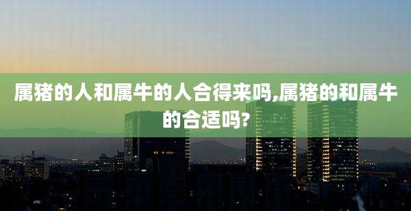 属猪的人和属牛的人合得来吗,属猪的和属牛的合适吗?