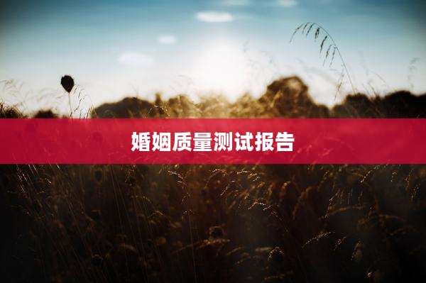 婚姻质量测试报告