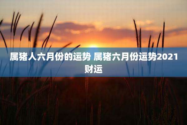 属猪人六月份的运势 属猪六月份运势2021财运