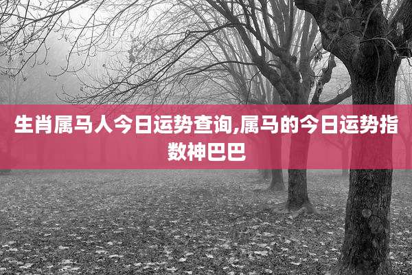生肖属马人今日运势查询,属马的今日运势指数神巴巴