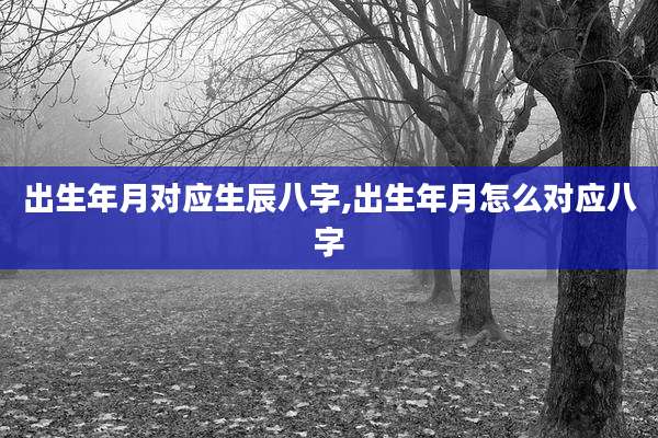 出生年月对应生辰八字,出生年月怎么对应八字