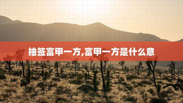 抽签富甲一方,富甲一方是什么意