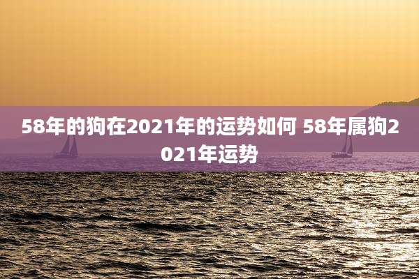58年的狗在2021年的运势如何 58年属狗2021年运势