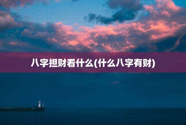 八字担财看什么(什么八字有财)