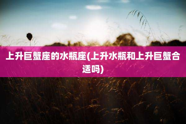 上升巨蟹座的水瓶座(上升水瓶和上升巨蟹合适吗)