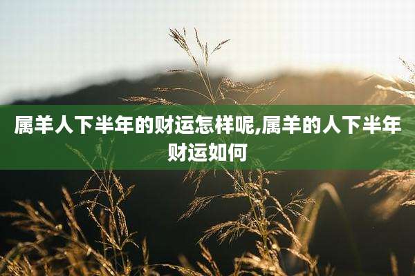 属羊人下半年的财运怎样呢,属羊的人下半年财运如何