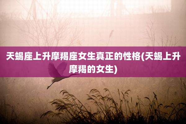 天蝎座上升摩羯座女生真正的性格(天蝎上升摩羯的女生)