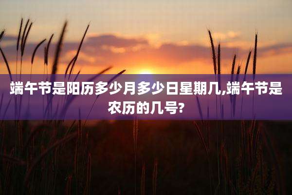 端午节是阳历多少月多少日星期几,端午节是农历的几号?