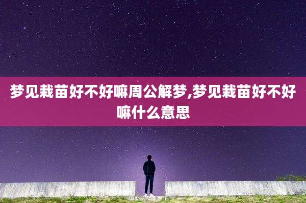 梦见栽苗好不好嘛周公解梦,梦见栽苗好不好嘛什么意思