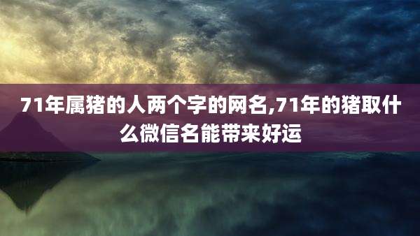 71年属猪的人两个字的网名,71年的猪取什么微信名能带来好运