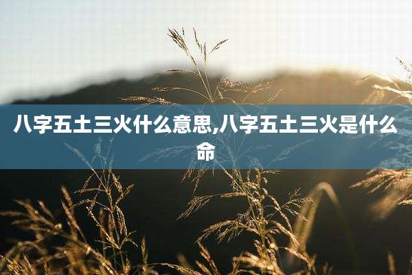 八字五土三火什么意思,八字五土三火是什么命