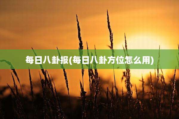 每日八卦报(每日八卦方位怎么用)