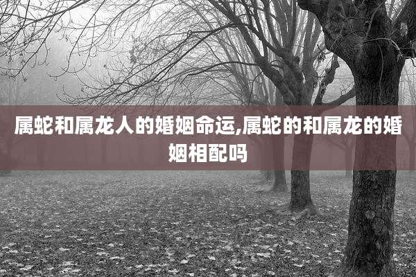 属蛇和属龙人的婚姻命运,属蛇的和属龙的婚姻相配吗