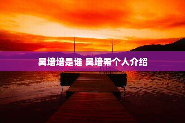 吴培培是谁 吴培希个人介绍