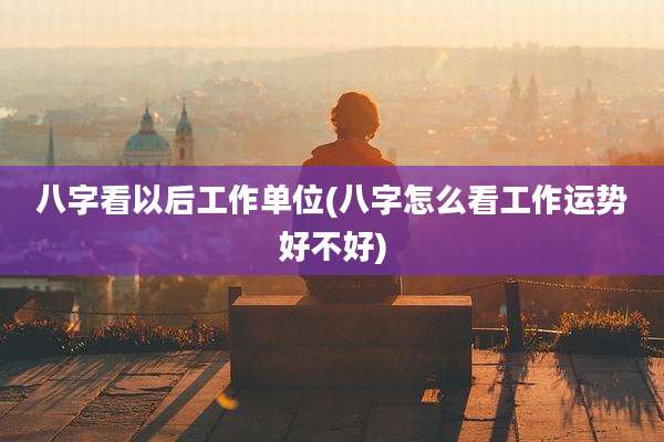 八字看以后工作单位(八字怎么看工作运势好不好)