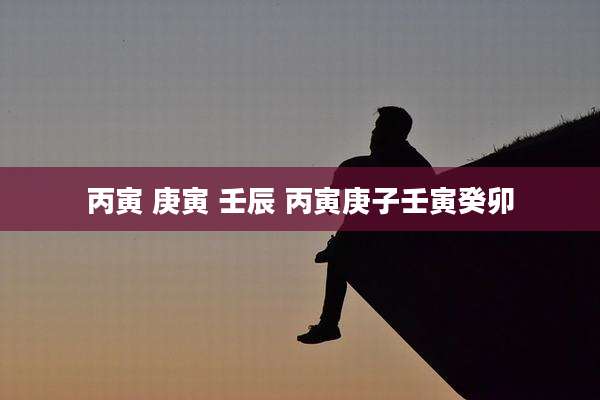 丙寅 庚寅 壬辰 丙寅庚子壬寅癸卯