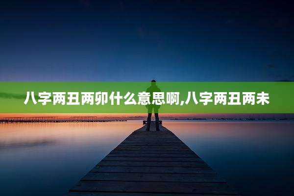 八字两丑两卯什么意思啊,八字两丑两未