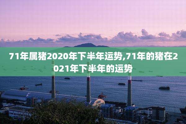 71年属猪2020年下半年运势,71年的猪在2021年下半年的运势