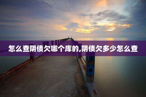 怎么查阴债欠哪个库的,阴债欠多少怎么查