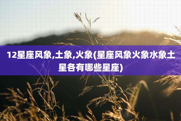 12星座风象,土象,火象(星座风象火象水象土星各有哪些星座)