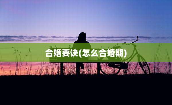 合婚要诀(怎么合婚期)