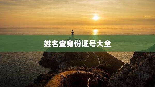 姓名查身份证号大全