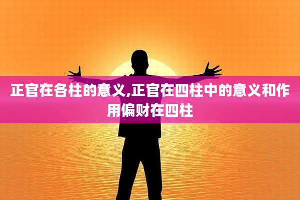 正官在各柱的意义,正官在四柱中的意义和作用偏财在四柱