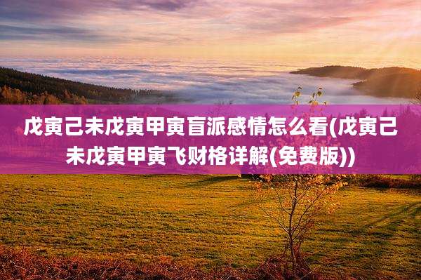 戊寅己未戊寅甲寅盲派感情怎么看(戊寅己未戊寅甲寅飞财格详解(免费版))