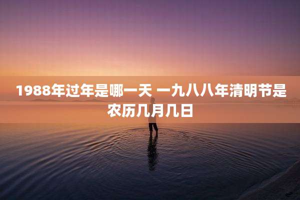 1988年过年是哪一天 一九八八年清明节是农历几月几日
