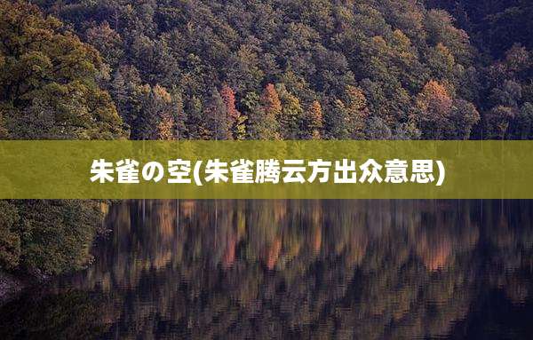 朱雀の空(朱雀腾云方出众意思)