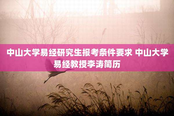中山大学易经研究生报考条件要求 中山大学易经教授李涛简历