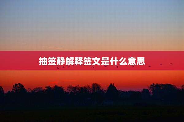 抽签静解释签文是什么意思