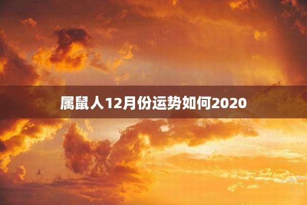 属鼠人12月份运势如何2020