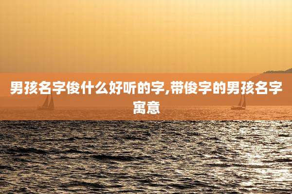男孩名字俊什么好听的字,带俊字的男孩名字寓意