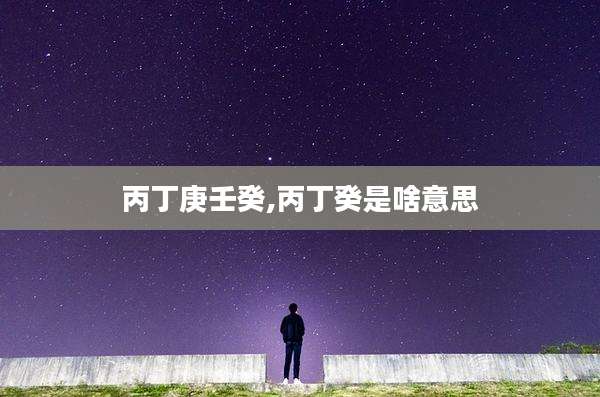 丙丁庚壬癸,丙丁癸是啥意思