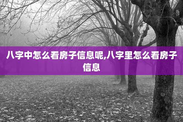 八字中怎么看房子信息呢,八字里怎么看房子信息