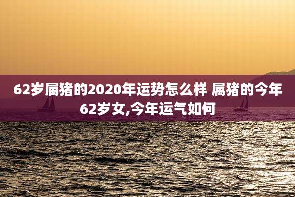 62岁属猪的2020年运势怎么样 属猪的今年62岁女,今年运气如何