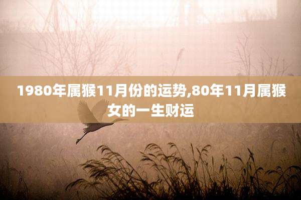 1980年属猴11月份的运势,80年11月属猴女的一生财运
