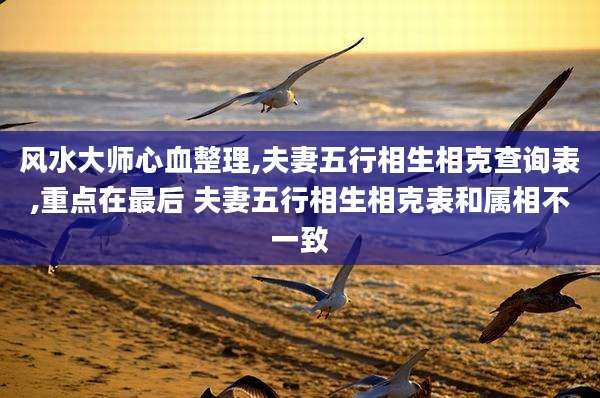 风水大师心血整理,夫妻五行相生相克查询表,重点在最后 夫妻五行相生相克表和属相不一致