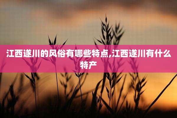江西遂川的风俗有哪些特点,江西遂川有什么特产