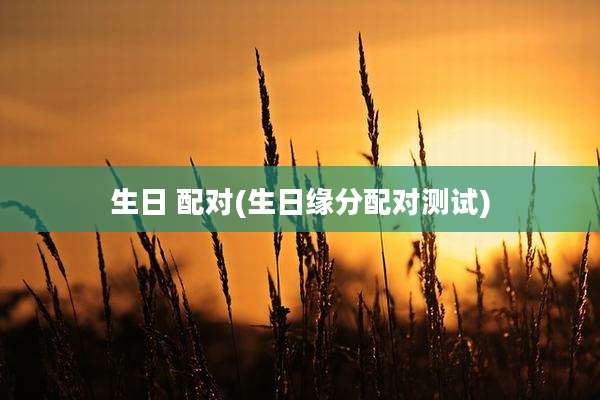 生日 配对(生日缘分配对测试)
