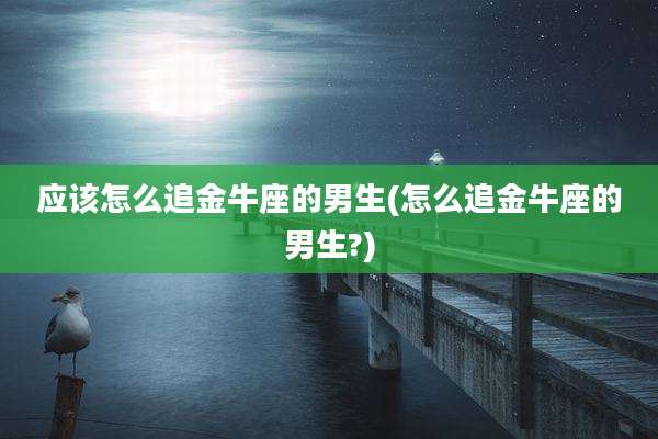 应该怎么追金牛座的男生(怎么追金牛座的男生?)