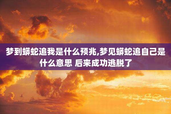 梦到蟒蛇追我是什么预兆,梦见蟒蛇追自己是什么意思 后来成功逃脱了