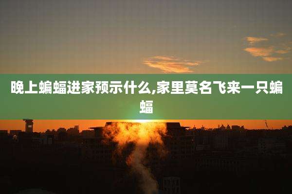 晚上蝙蝠进家预示什么,家里莫名飞来一只蝙蝠